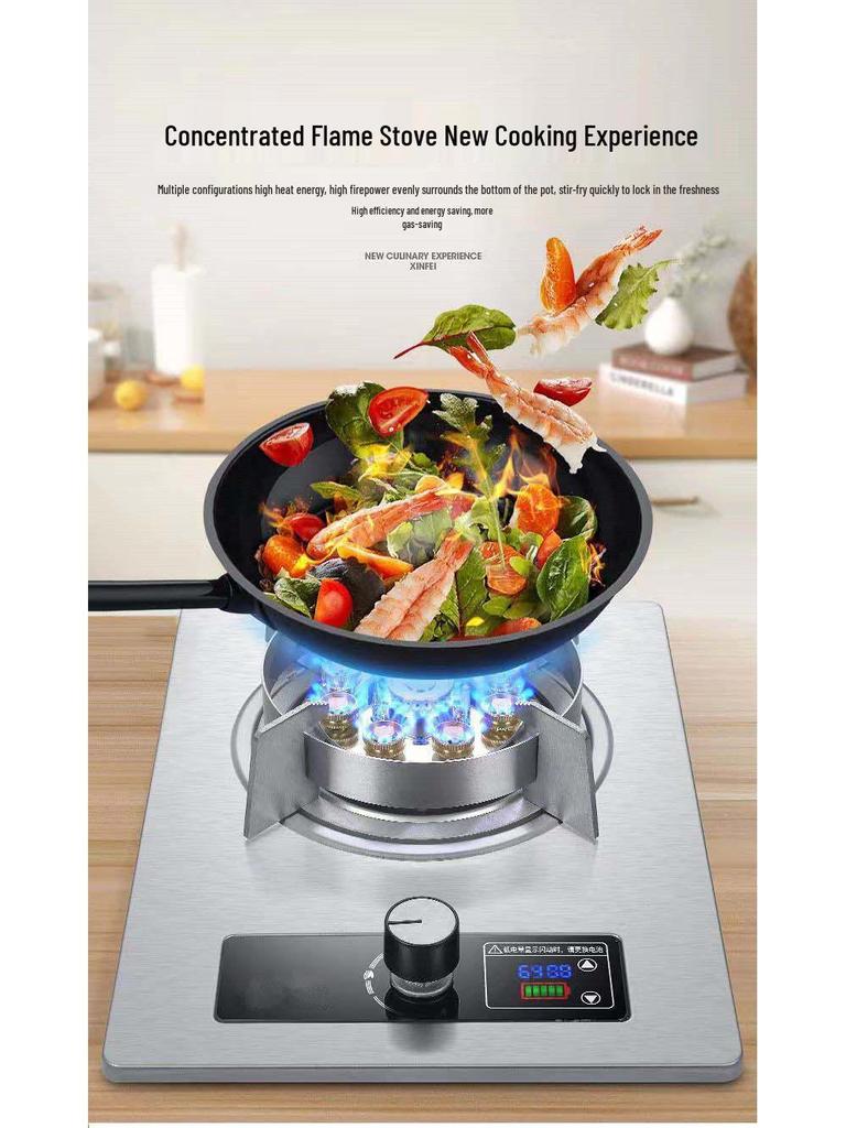 Charming Chef High-Power Natural Gas Single Burner Stove - Nine-Cavity Efficient Fire Dual-Use Hob