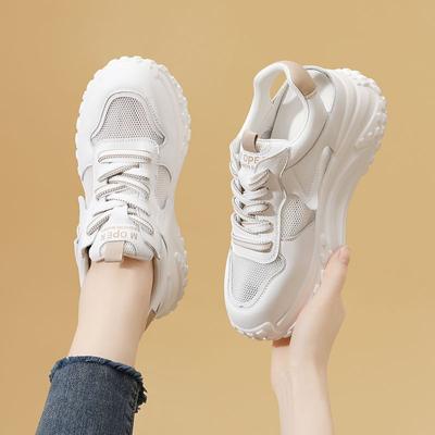 Новые летние туфли на платформе с сетчатой поверхностью, женские дышащие сетчатые туфли для папы, женские спортивные белые туфли, универсальная мода