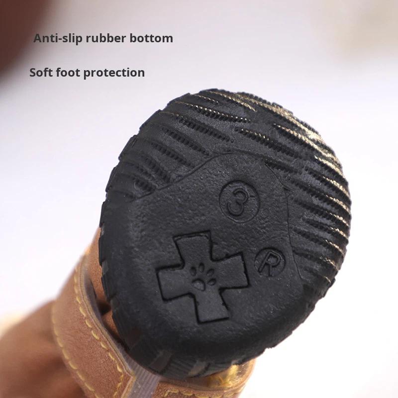 Pet Shoe Thickened Velvet Breathable Durable Anti-Slip Anti-Drop Dog Shoes Winter Boots for Small Dogs Outdoor Walking