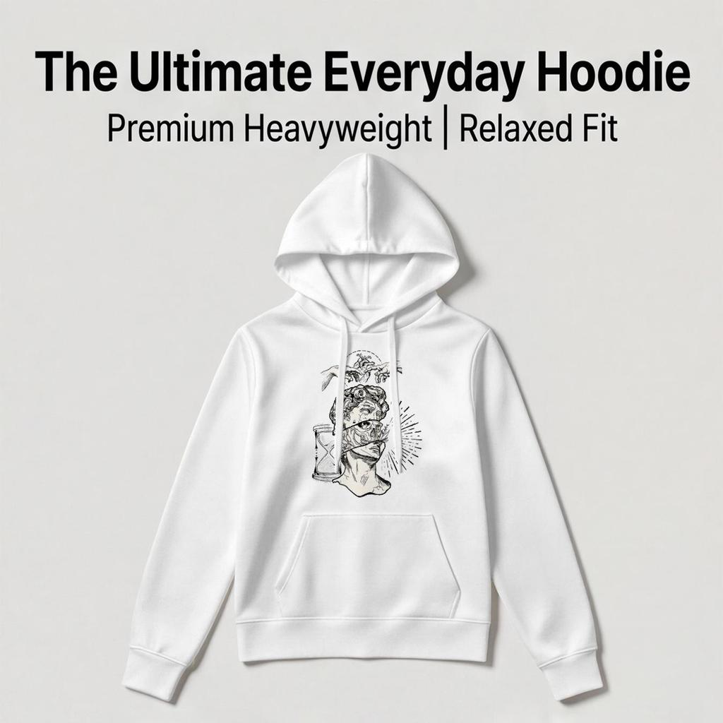 Men's Minimalist Cotton Blend Hoodie - Soft & Comfortable, Casual, Versatile, Trendy Everyday Wear, Ideal for Halloween
