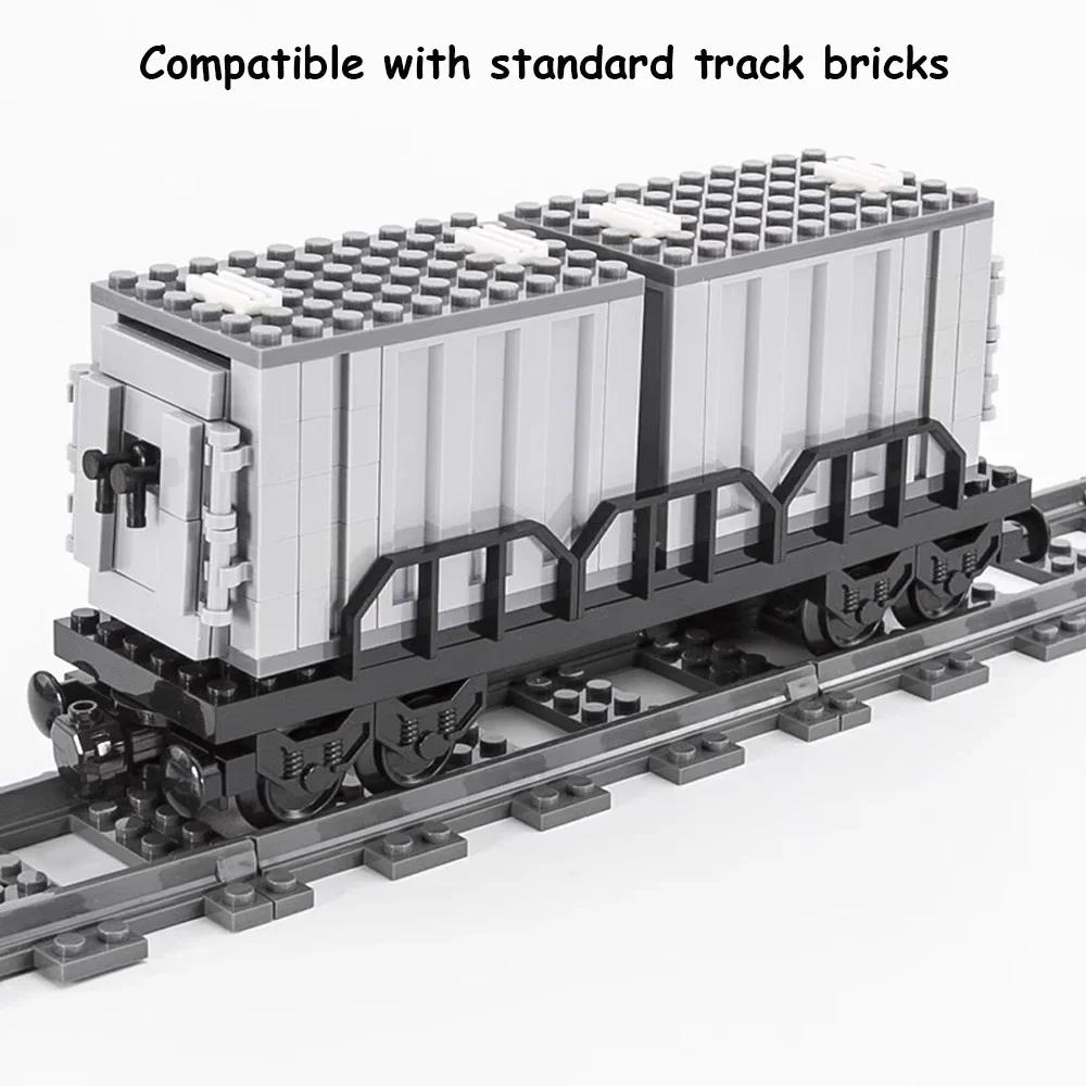 Criativo MOC Blocos de Construção para Crianças, Cidade Tanque, Trem de Carro, Trem de Carga, Lenha, Ferrovia, Ônibus Expresso