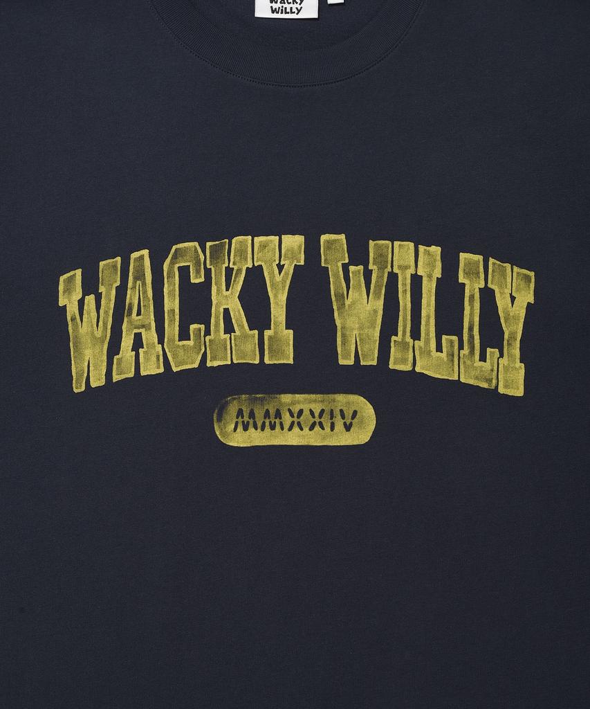WACKY WILLY Футболка с коротким рукавом, архи-типография, темно-синяя