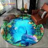 Круглый ковер 3D Иллюзия Морского Дна Дельфин, Коврик с Принтом Подводного Мира Нескользящий для Гостиной, Спальни, Игровой Комнаты, Декора Дома