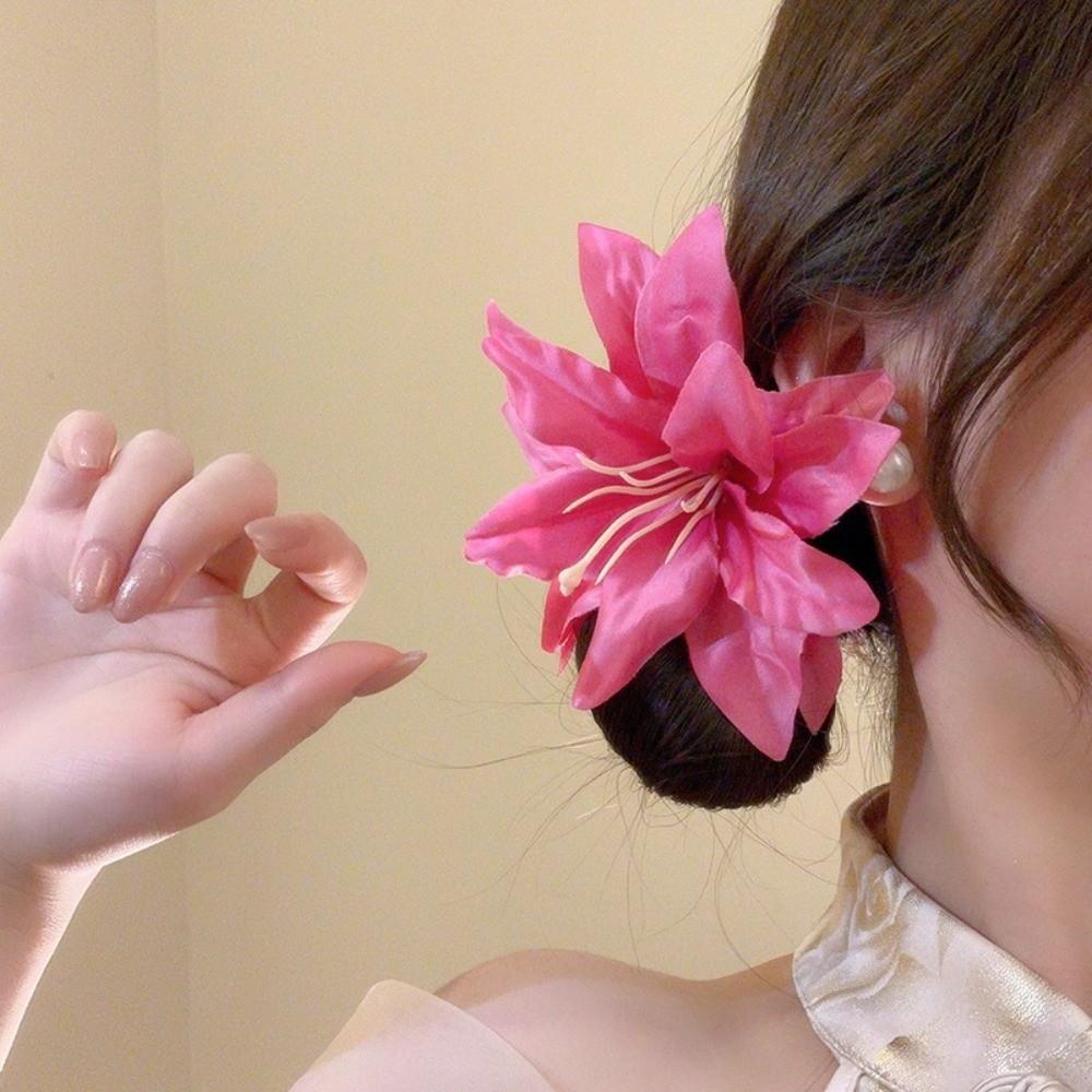 Long Tassel Sweet Petal Hair Clips Elegant Flower Duckbill Clip Women Use
