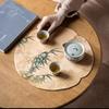 Double-sided Brocade Small Tea Mat Begonias Round Waterproof Non-slip Tea Cushion Zen Tablecloth Tea Ceremony Accessories