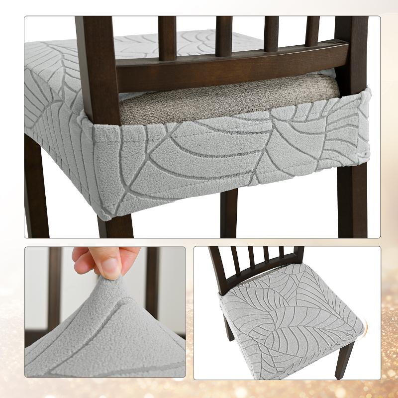 Stretch Dining Chair Cover 1pc Leaf Jacquard Dustproof Slipcover Easy to Install for Home Hotel Wedding Decoration