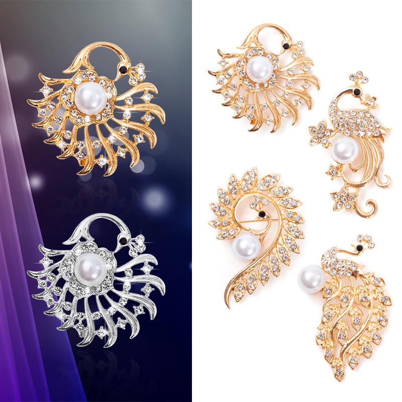 Жемчуг Павлин Животное Корсаж Классическая Брошь Павлин Булавки Для Женщин Банкет Свадебный Бижутерия