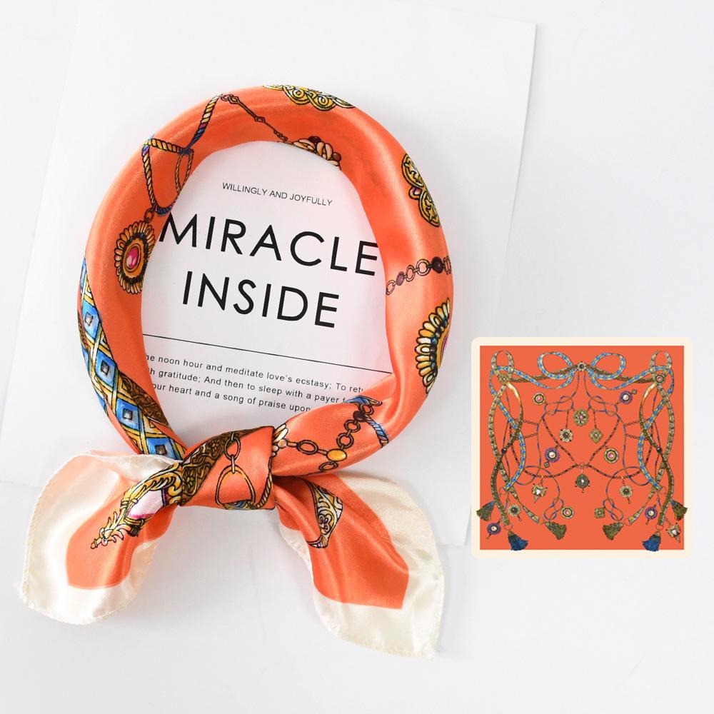 Новый модный высококачественный шелковый шарф квадратный шарф цепочка имитация шелка 50x50 маленький шарф для женщин