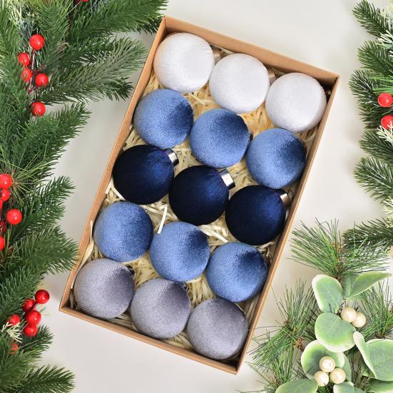 15 Pcs Christmas Ball Ornaments Lightweight Shatterproof Velvet Balls Reusable Festive Hanging Decorations for Home Xmas Tree