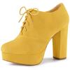 Allegra K Women's Yellow Lace-Up Boots with Round Toe Platform and Chunky Heel, Size 24.0cm