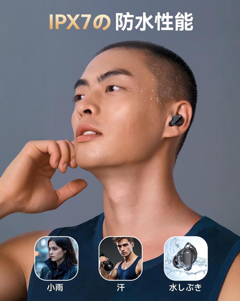 Беспроводные Bluetooth-наушники с 6 силиконовыми вкладышами, интеллектуальным шумоподавлением ENC для звонков с использованием ИИ, IPX7, до 65 часов работы, новейший Bluetooth 2025, звук HIFI, низкая задержка, мгновенное быстрое подключение