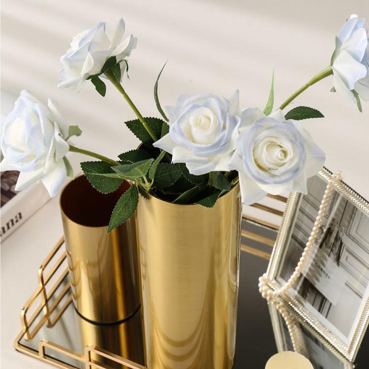 Современная простая прямая ваза для гостиной, настольный цветочный аппарат, гальванический металлический цветок, золотые скандинавские украшения, украшения