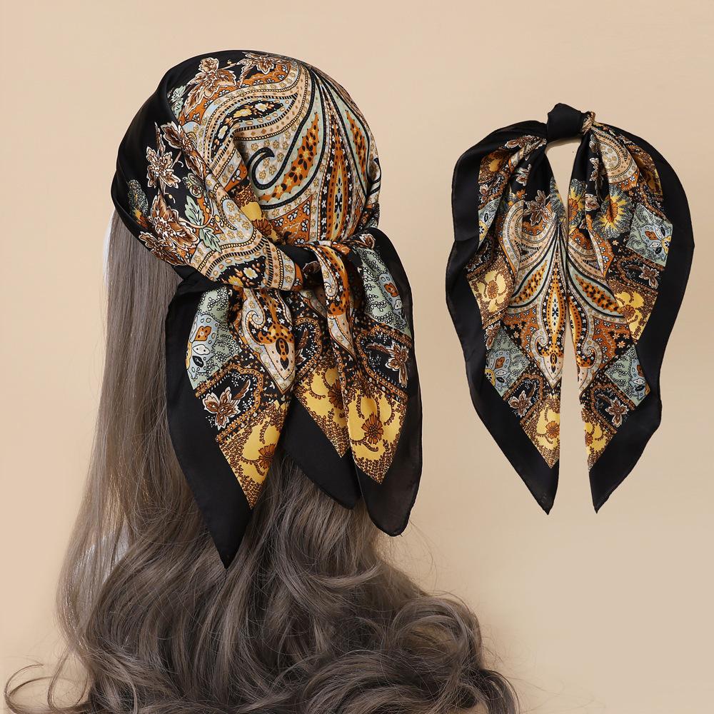 High-End Small Square Scarf Fashion Printed Silk Scarf Cashew Nut Silk Scarf Women Spring And Summer Retro Neck Silk Scarf Women