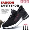 Lightweight Men's Safety Shoes Steel Toe Men's Work Shoes Slip Resistant Reinforced Shoes Man Fashion Breathable Sneaker