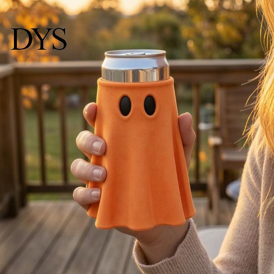 Insulated Jar Jacket Halloween Ghost Can Holder, Universal Beverage Cooler Sleeve, Cute Shaped Seasonal Drinkware Drink Holder for Standard Slim Tall