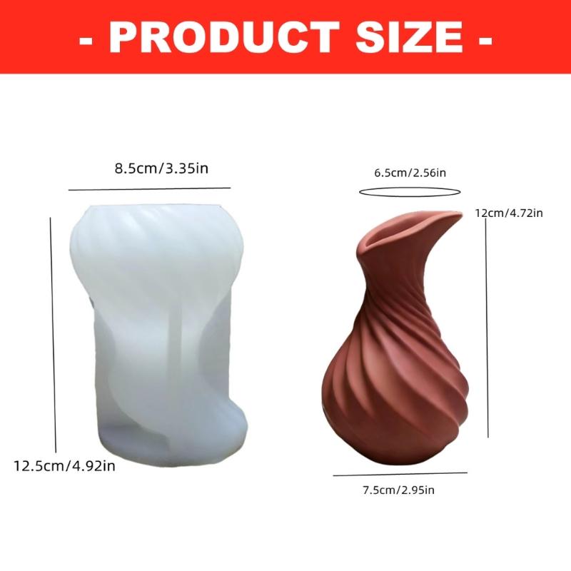 Elegant Vase Silicone Mold Twisted Shape Flower Pots Casting Tool Crafting Supplies Suitable for Resin Art Craft