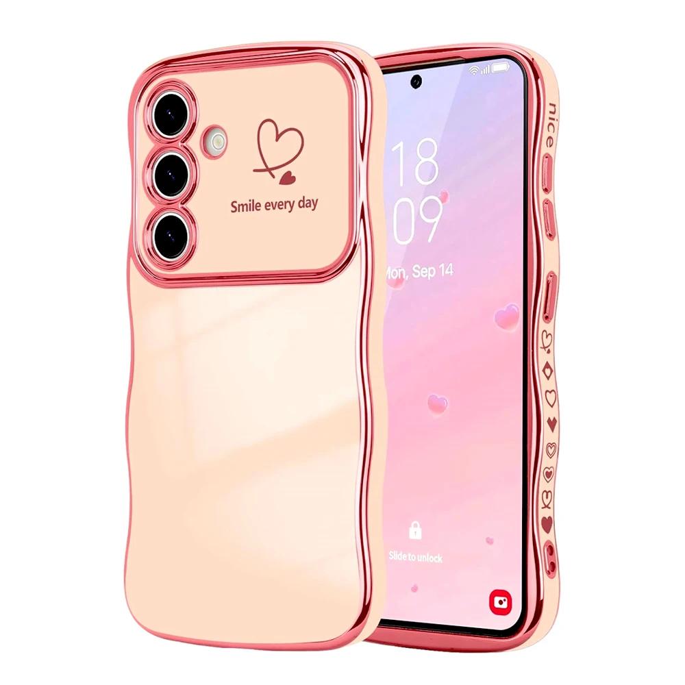 Волнистый чехол в форме сердца для Samsung Galaxy S25 S24 S23 S22 Ultra Plus S24FE A16 A56 A36 A55 A54 A15 A25 A26 A35 5G 4G Чехол