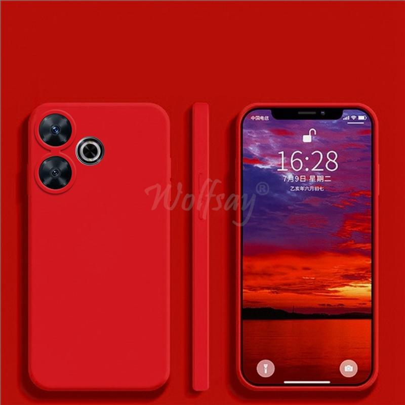 Чехол для Xiaomi POCO M6 Жидкий силикон Однотонный Резина ТПУ Защитный чехол Чехол для POCO M6 Чехол для телефона из ТПУ Чехол для POCO M6