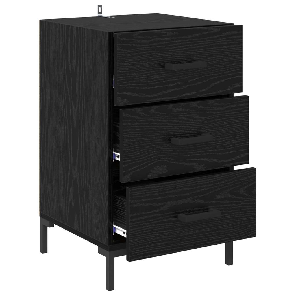 Nightstand Black Oak Effect 40 x 40 x 66 cm Particleboard