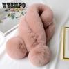 Women's Scarf Winter Fashion All-match Rabbit Fur Collar Double Ball Warm Plush Scarf