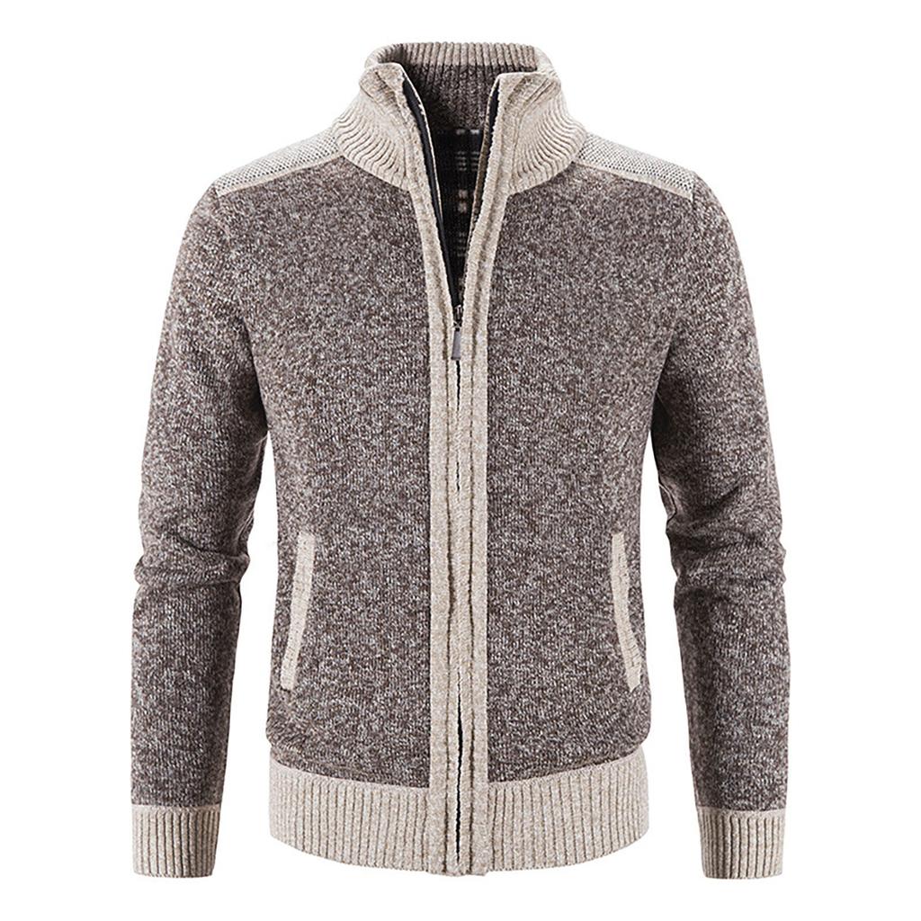 Men's Casual Autumn Winter Zipper Sweater Stand Collar  Cardigan Tops Sweater Blouse Coat