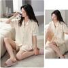 Летний пижамный комплект Yucahype с рубашкой с коротким рукавом и открытыми свободными однотонными женскими чашками, 100% хлопок, шорты, спереди, влагоотводящий, дышащий,