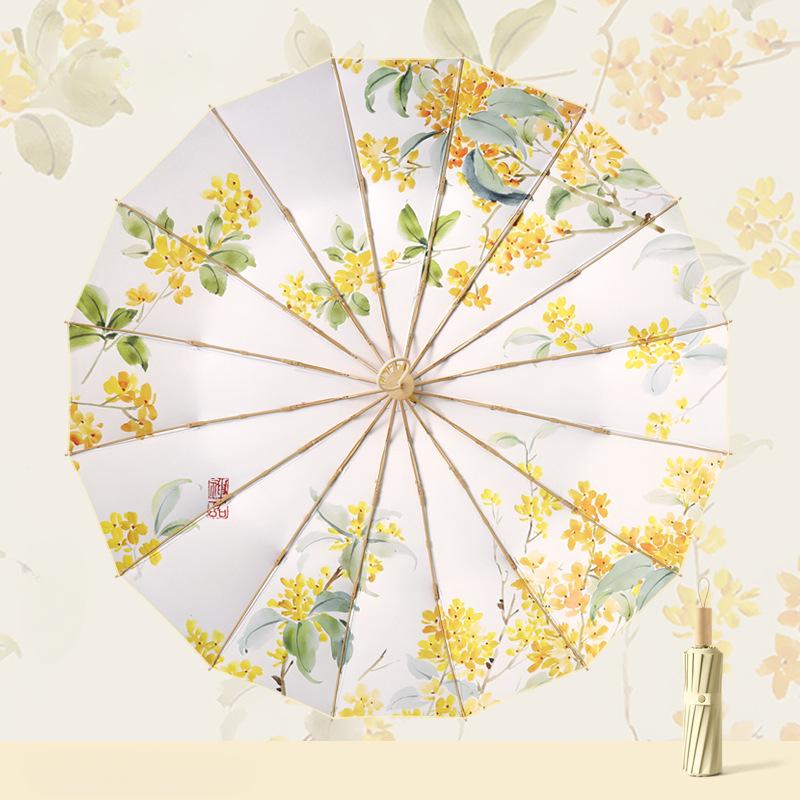 Большой солнцезащитный зонт от УФ-лучей для женщин, складные зонты с принтом от дождя, зонты двойного назначения для солнечной и дождливой погоды, женский зонтик