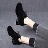 Round Head Spring New Casual Black Thick Heel Lace-up Single Shoes Sheepskin Deep Mouth Women's Single Shoes