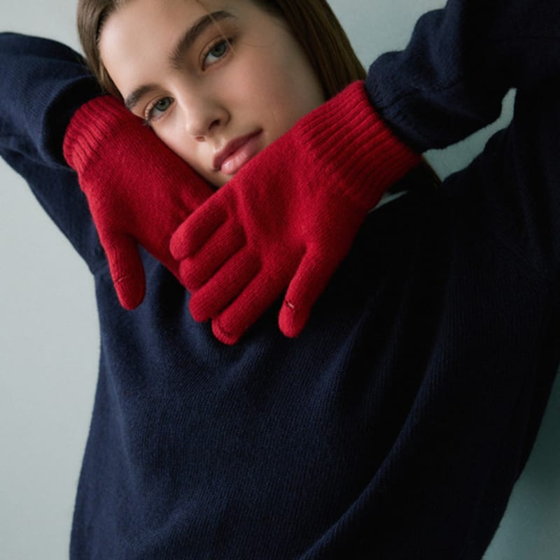 Перчатки шерстяные вязаные с отверстием для пальца LAP AQ7AGA01