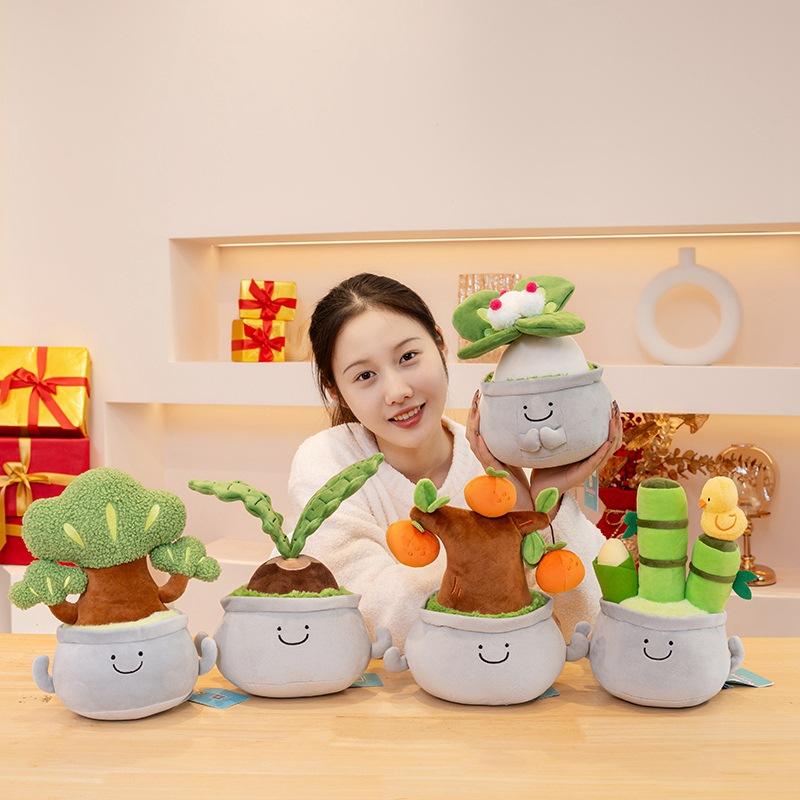 Creative Design Wealth Tree Green Plants Buddhist Iron and Strong Jili Potted Supple-touch Doll Car-mounted Symbols of Gifts for The Latest