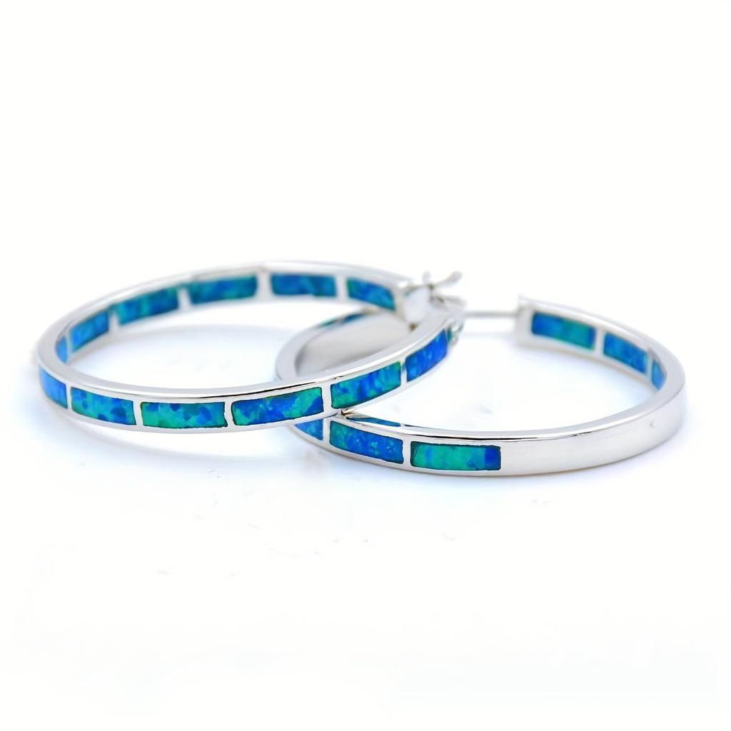 Chenrui Горячие Продажи Серьги Круглые с Голубым Опалом – Европейская и Американская Мода, Унисекс, Новый Стиль