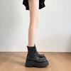Vintage Maillard Black Boots 2025 New Early Autumn Muffin Thick-soled Lace-up Short Boots British Martin Boots Women