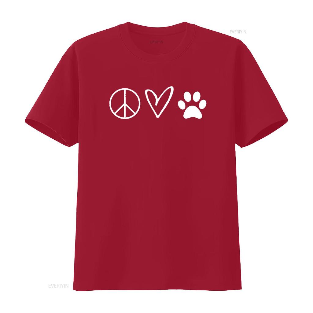 Funny Peace Sign Heart Paw Print Womens T Shirt Sarcastic Joke Black vintage Washed Casual Versatile Stylish streetwear