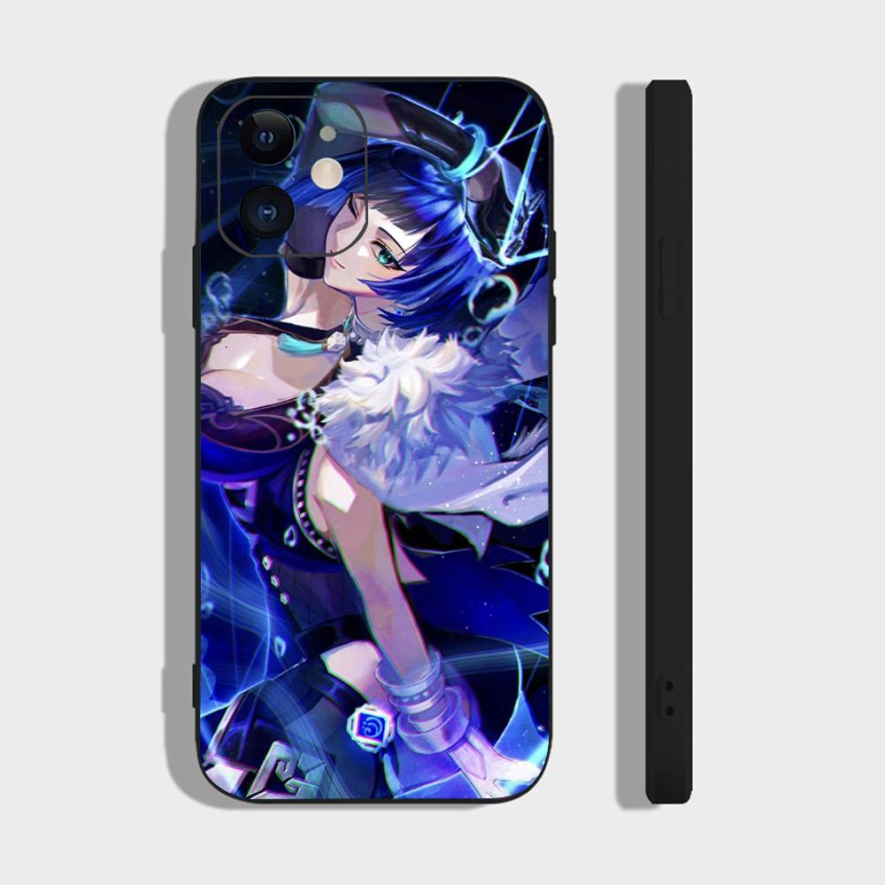 Чехол для телефона Yelan Anime Game Genshin Impact для iPhone 17 Air 16 15 14 13 Pro Max 11 12 Черный силиконовый чехол