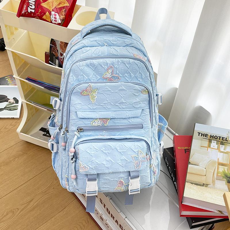 Schoolbag Female Junior High School Students' High Capacity High School Students' Backpacks Are High Value  Light and Simple Backpacks.