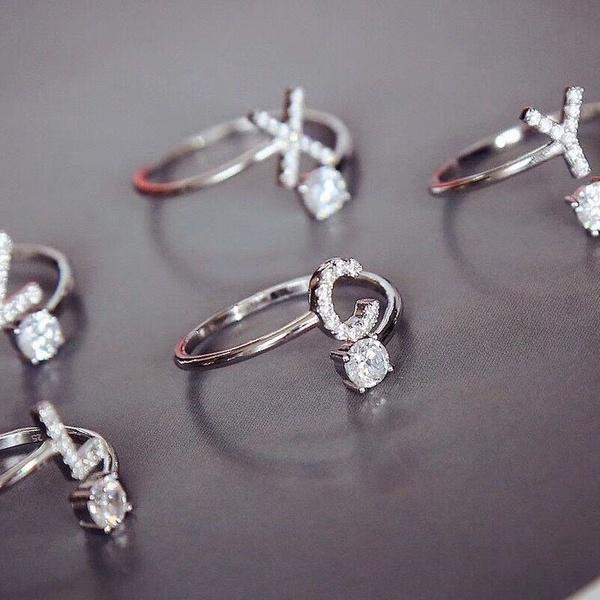 Мода 26 Буквенное Кольцо с Цирконием Инициалы Имени Обручальное Кольцо Корона Кольцо Любви Подарок Подружке Невесты Парное Кольцо AVE