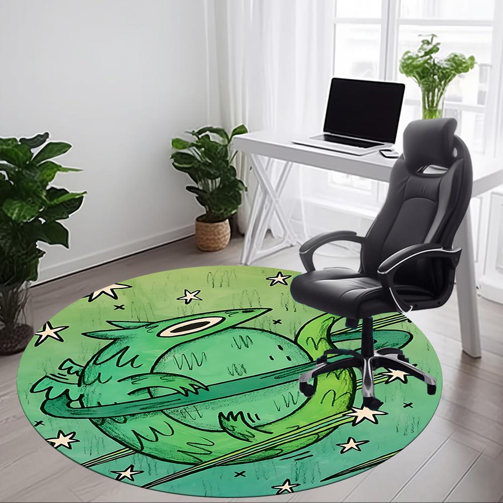 1pc Space Creature Office Round Area Rug, Mat Suitable For Office, Under Office Chairs Bedroom Living Room Home Decor, Room Deco