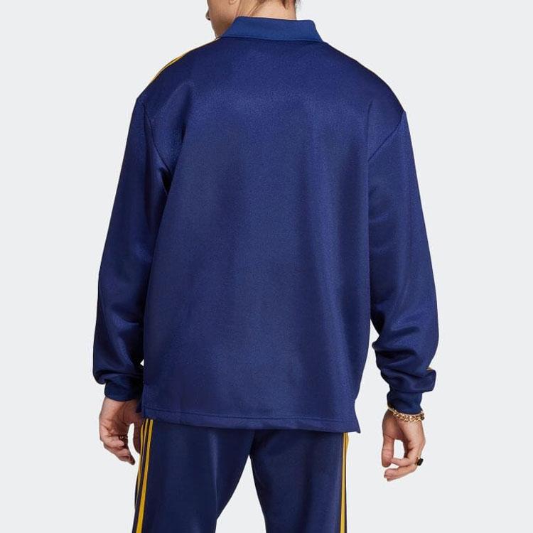 adidas Мужская рубашка-поло Originals Three Stripes Color Block с длинным рукавом, темно-синяя IM4457
