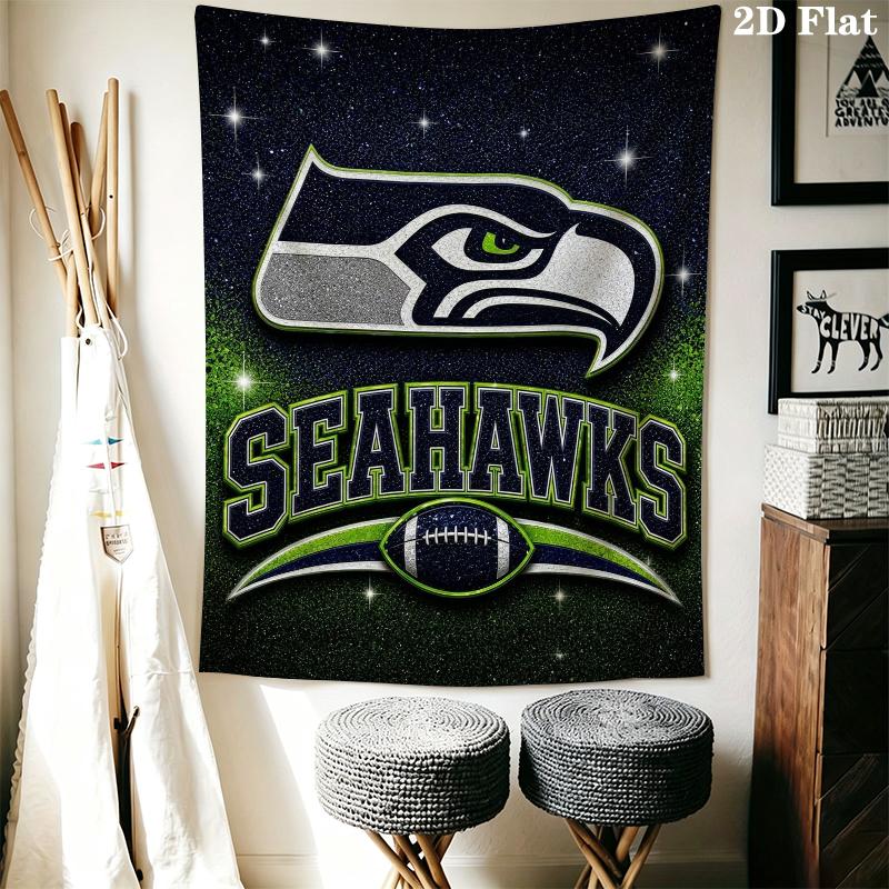 Seattle Seahawks Wall Tapestry Aesthetic Wall Hanging Printed Fabric Blanket Decorative Tapestries for Bedroom Living Room Home Decor
