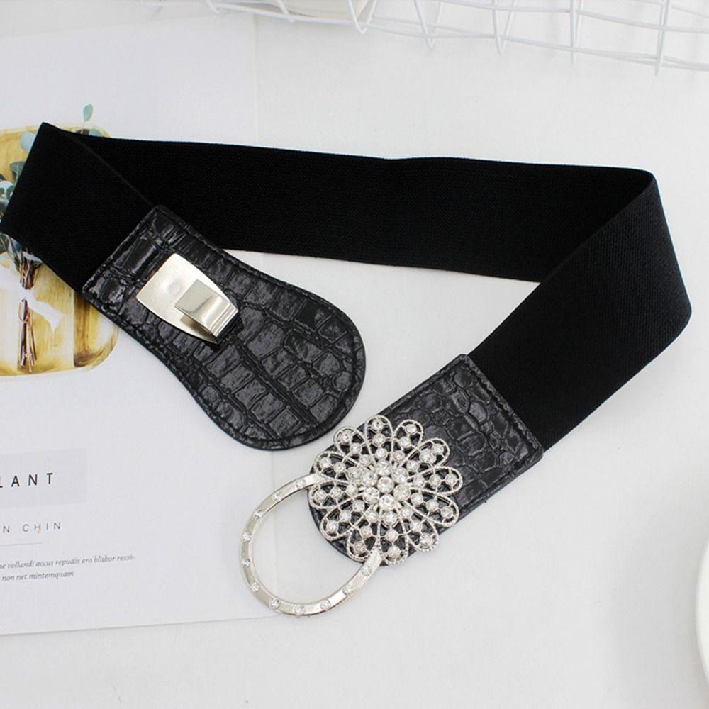 Эластичный пояс-корсет с эластичной вставкой для талии, женский пояс для платья, кушак, поясная лента с хрустальной пряжкой, широкие резинки для юбки