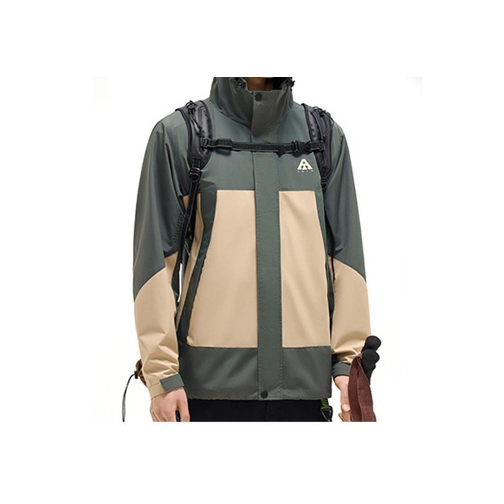 Anta Три в одном флисовая куртка с длинным рукавом и капюшоном на молнии мужские куртки цвета морской волны-зеленый хаки 952347610-2