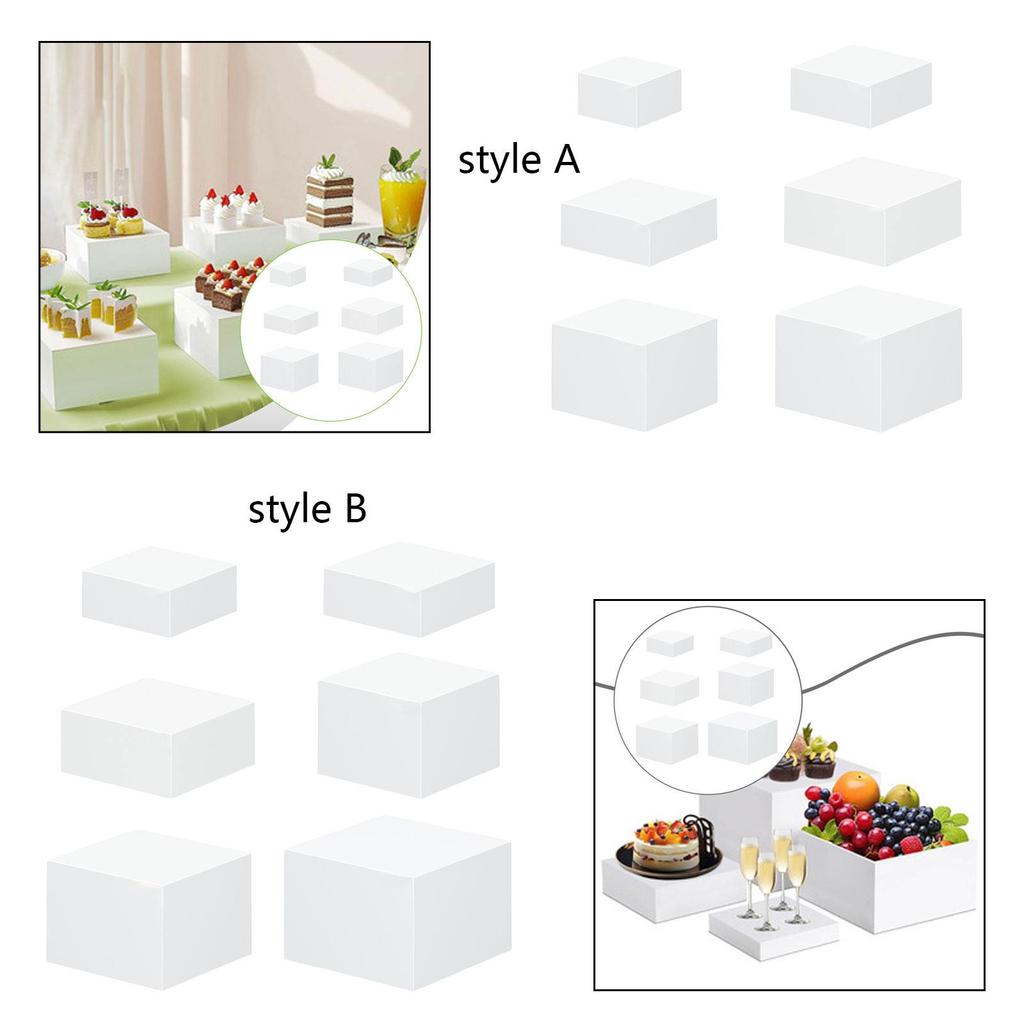6x Display Riser Box, Table Stand Food Riser ,Nesting Riser Stands Hollow Cake Display Stand,