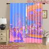 2D flat printing 2pcs Scene Curtain Amusement park, Ferris wheel, carousel, fun, summer Digital Printed Polyester Drapes Party