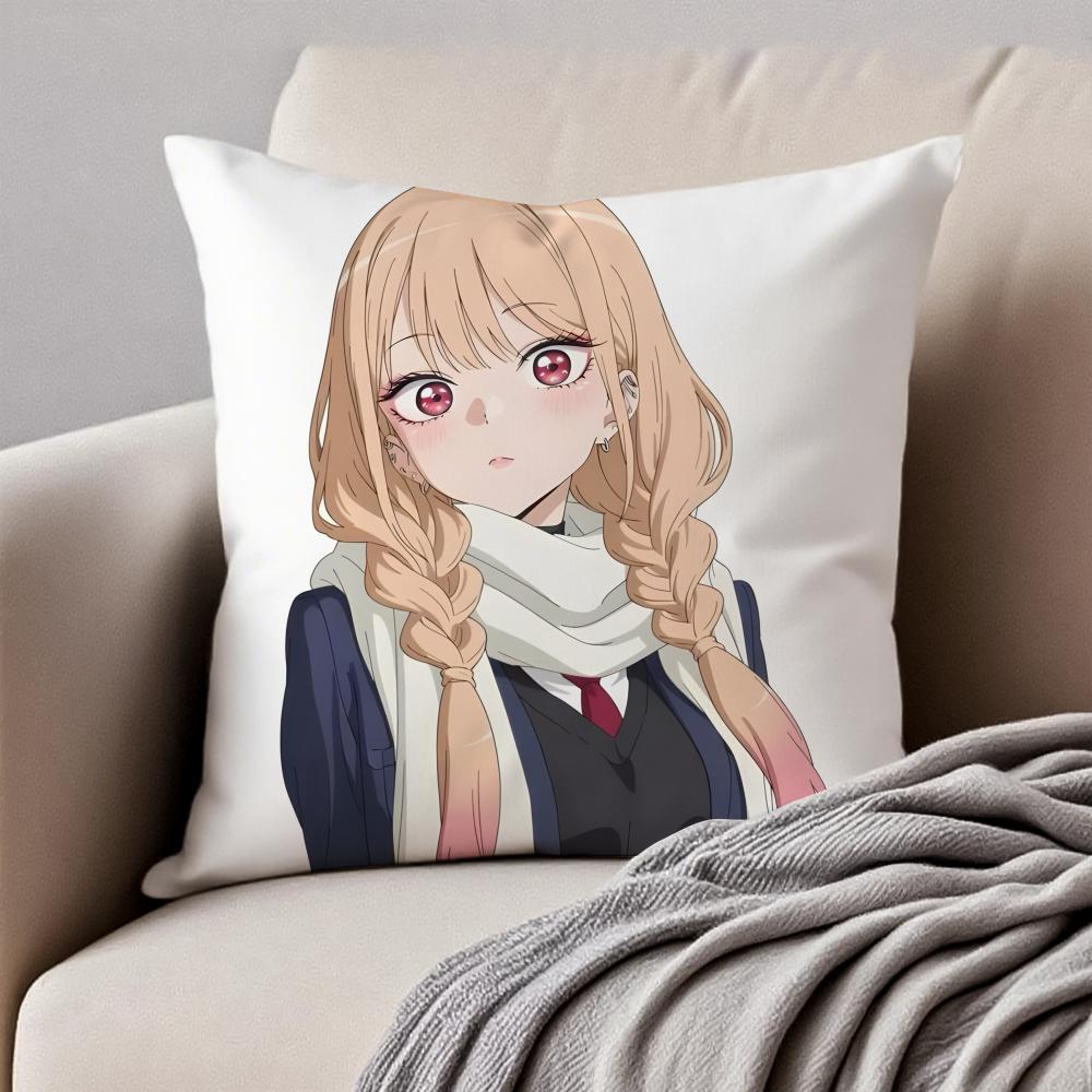 My DDress Up Darling Pillow Romance Anime Cushion Cover Pillowcase Antidustmite Invisible Zipper Short Plush Sofa Cushion