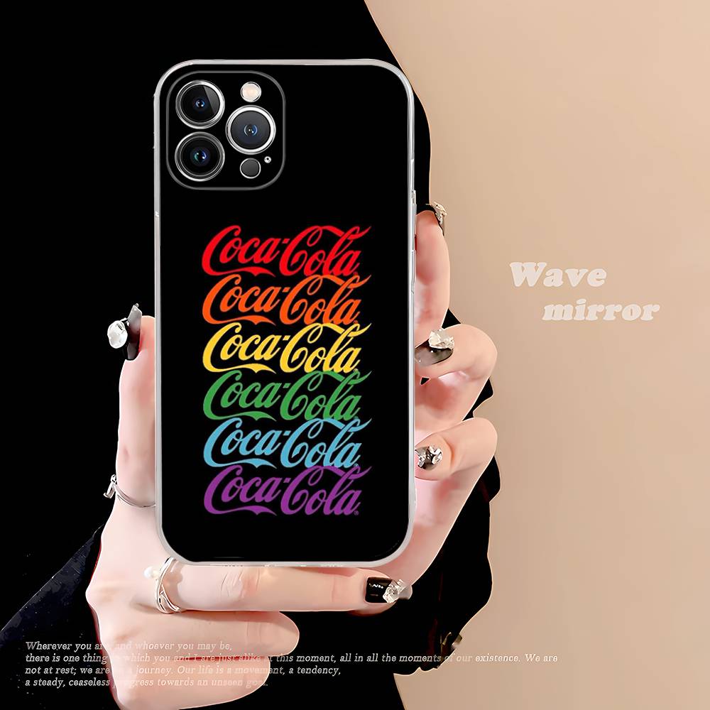 Чехол C-COCA Логотип C-COLA из ТПУ-силикона Для IPhone 11 12 13 14 15 16 17 Pro Max Ударопрочный Прозрачная задняя крышка
