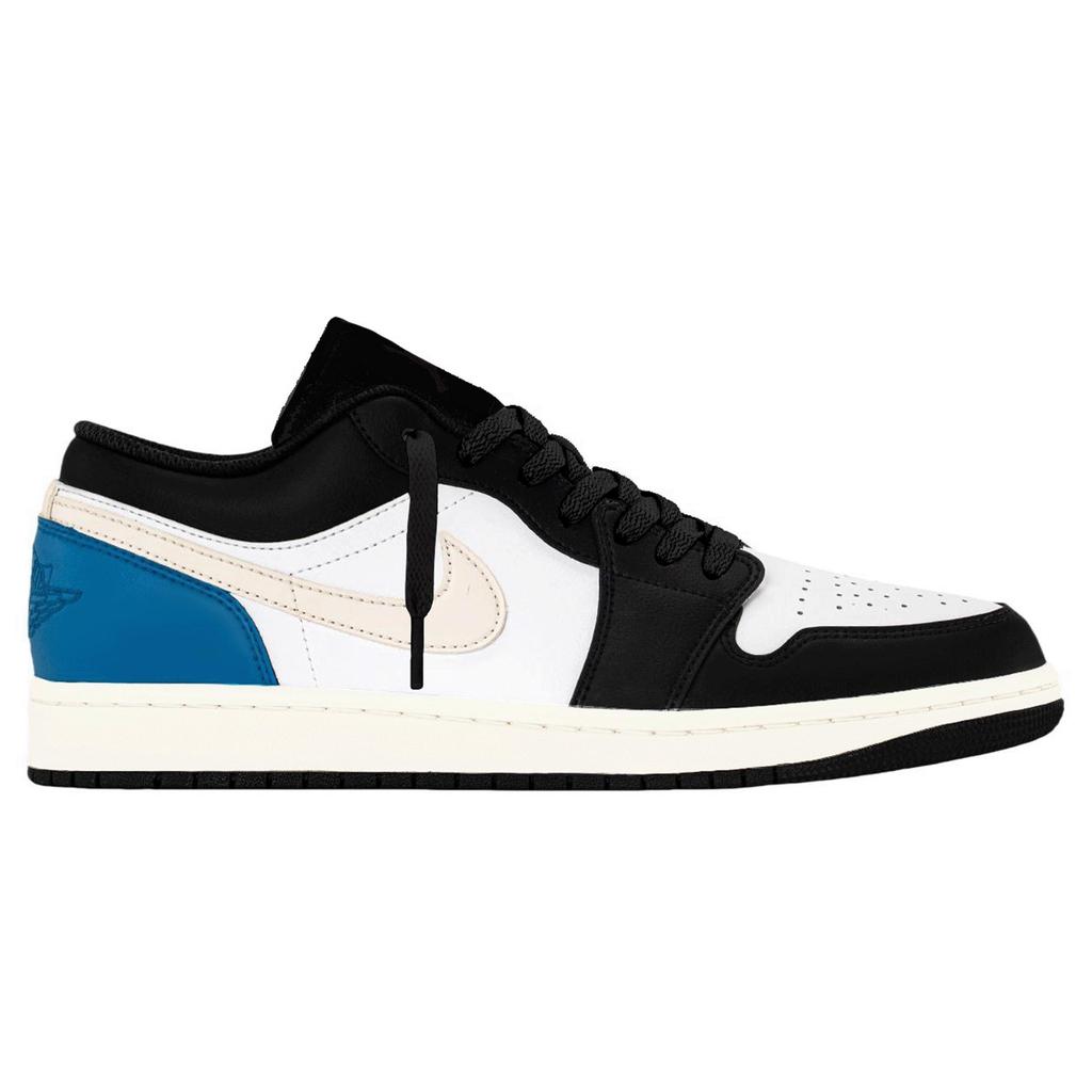 Jordan Air Jordan 1 износостойкие дышащие низкие винтажные баскетбольные кроссовки унисекс Черно-бело-синие 553558-081(Команда537-)