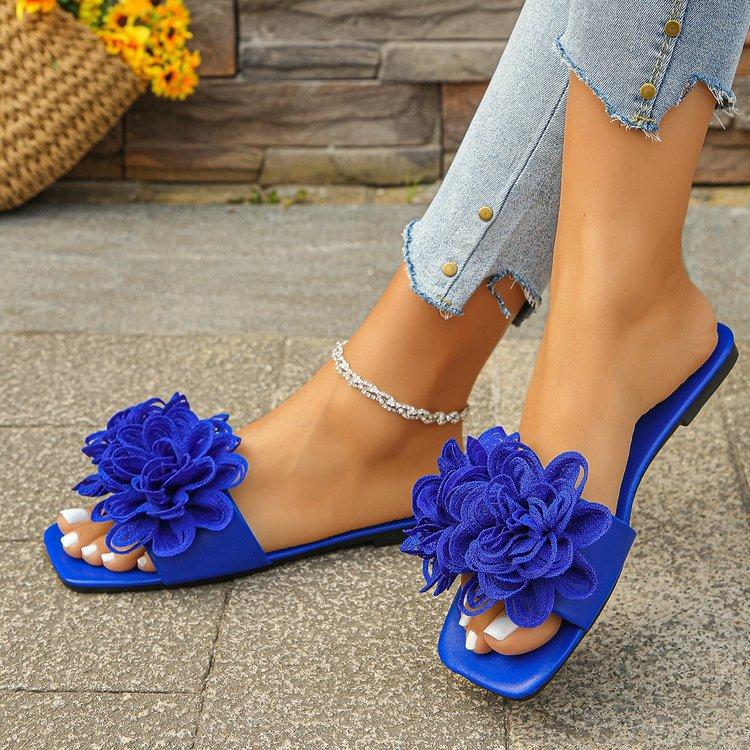 Тапочки для женщин 2025 Весна Новый стиль Женская мода Цветочный отдых Плоская подошва Пляжные крутые тапочки