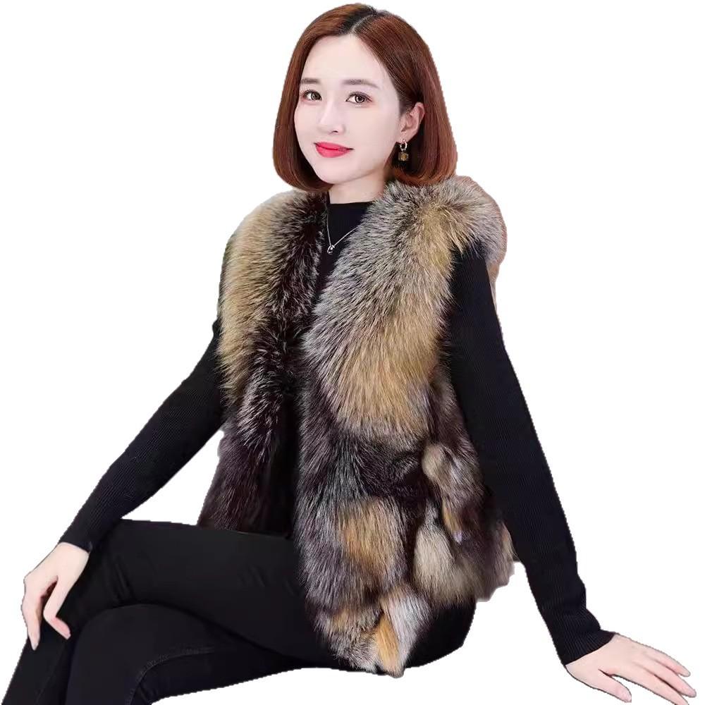 Autumn and winter, fox fur vest women's short slim-fitting fur coat vest fur vest coat trend