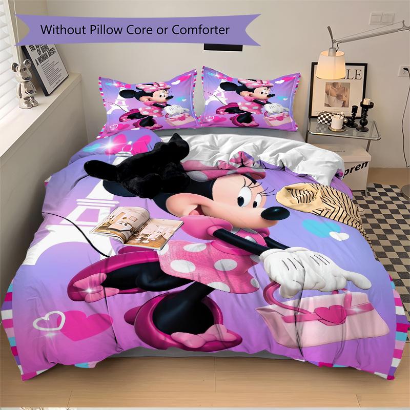 3Pcs Minnie Mouse Parisian Adventure Bedding Sets For All Sizes New 3D Printed Bed Cover Comforter Duvet Cover Pillowcase Bedroom Decoration