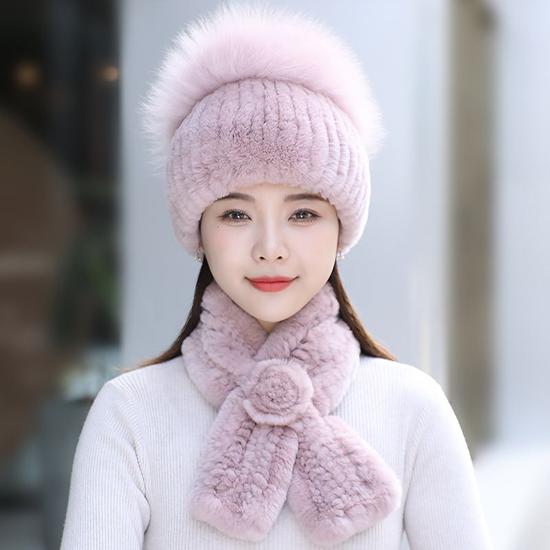 Шапка из меха кролика рекс, комплекты шарфов, женские зимние теплые роскошные шапки из 100% натурального меха лисы, шарфы из меха кролика рекс, качественные вязаные меховые шапки